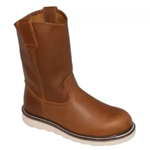 Men's 8" Side Zipper Composite Toe Pull On Wellington Leather Boots